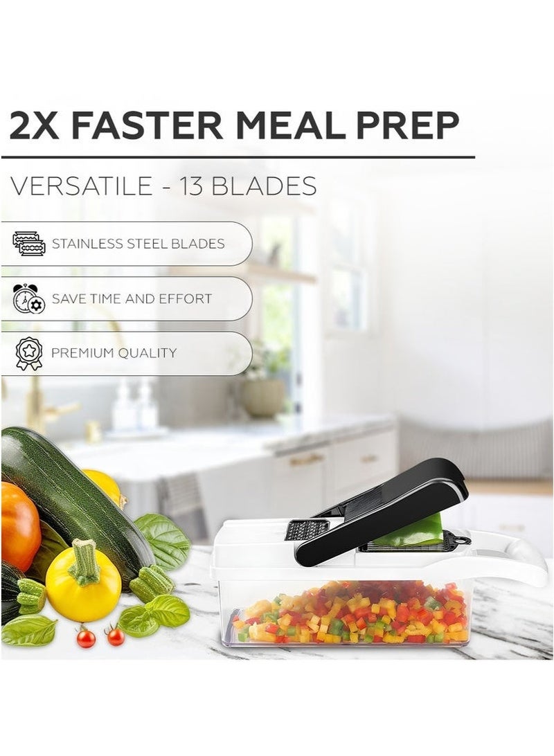 Bukela 25 in 1 Vegetable Chopper, 12 Blades Multifunction, Kitchen Veggie Cutter Food Chopper with Container Slicer Grater Spiralizer for Onion Potato Carrot Egg Cucumber Tomato Garlic - Image 3